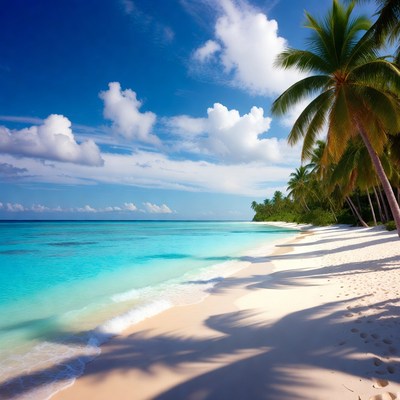 Tropical beach with palm trees