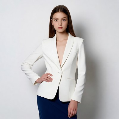 Young woman in white blazer