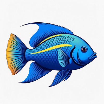 Vibrant Blue Angelfish Illustration