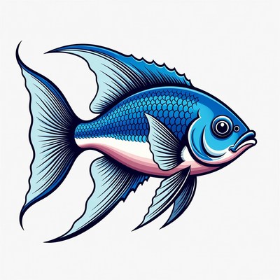 Blue Angelfish Illustration