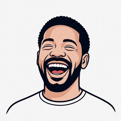 African-American man laughing illustration