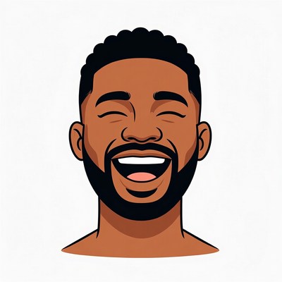 African-American man laughing illustration
