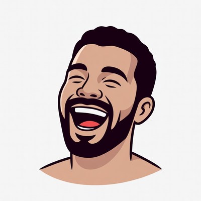 African-American man laughing illustration