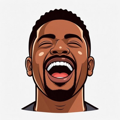African-American man laughing illustration