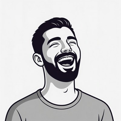 Man laughing with beard
