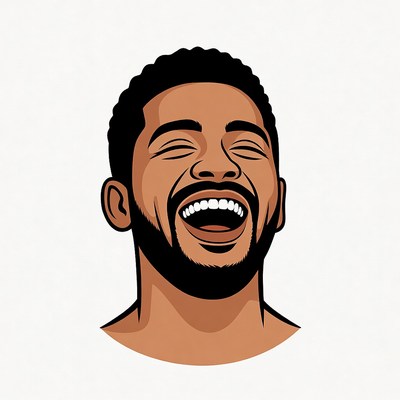 African-American man laughing illustration