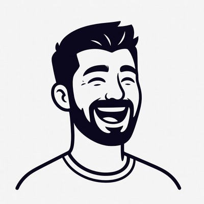 Cartoon man laughing happily