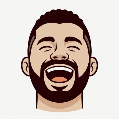 African-American man laughing illustration