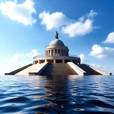 Domed Temple Floating on Water