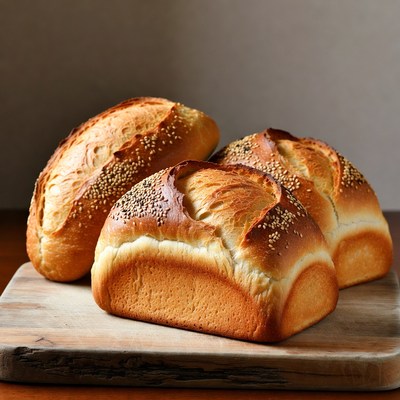 Three Sesame Seed Breads on Board