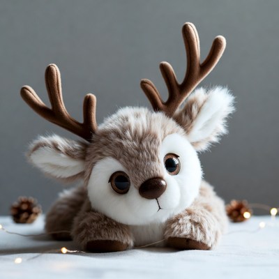 Cute plush reindeer with antlers