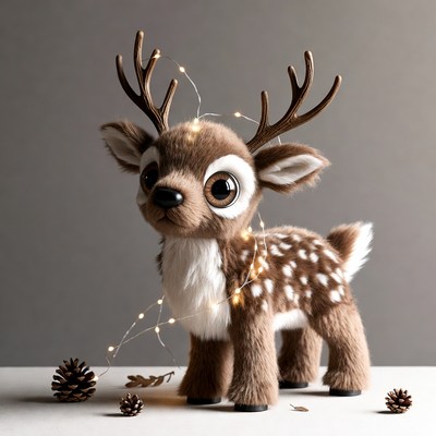Cute fawn plush toy with fairy lights