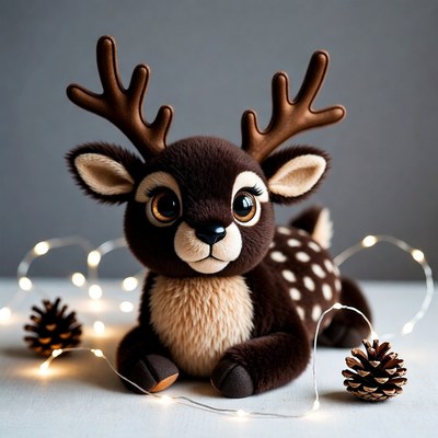 Cute plush fawn with antlers