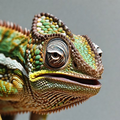 Colorful Chameleon Close-Up Portrait