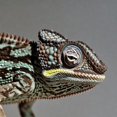 Close-up chameleon with bulging eyes