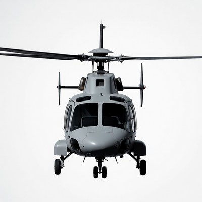 Gray military helicopter front view