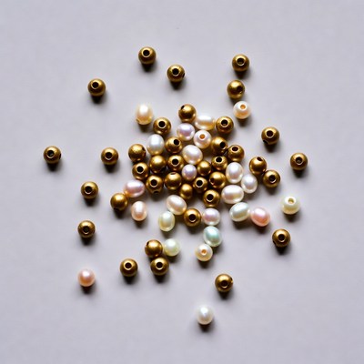 Scattered Gold and Pearl Beads