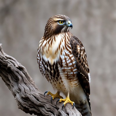 Red-tailed Hawk Perched on Branch