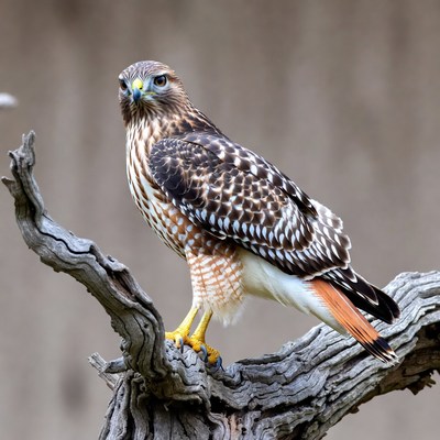 Red-tailed Hawk Perched on Branch