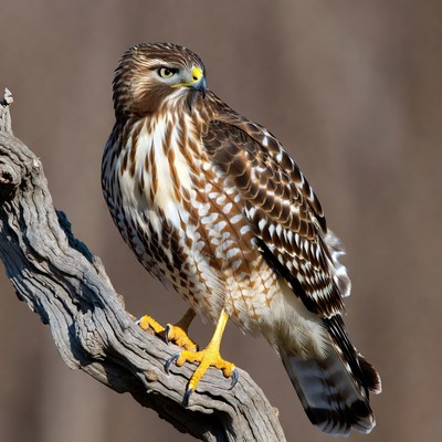 Red-tailed Hawk Perched on Branch