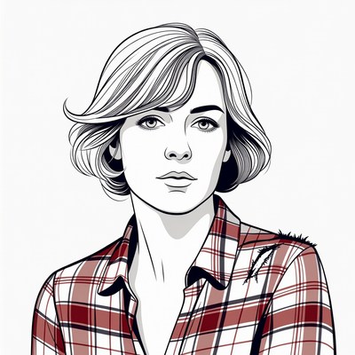 Woman in plaid shirt illustration