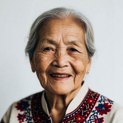 Elderly Asian woman smiling