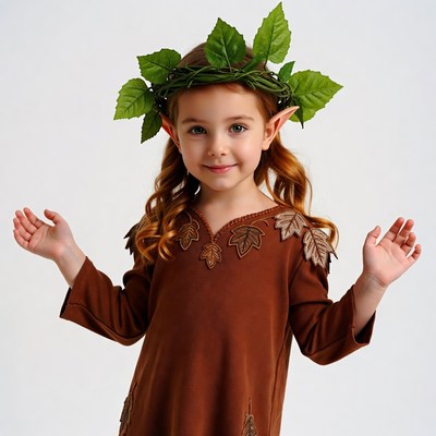 Girl in leaf crown fairy costume