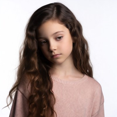 Girl with long wavy brown hair