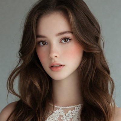 Beautiful woman with wavy brown hair