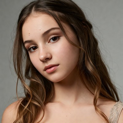 Young woman with wavy brown hair