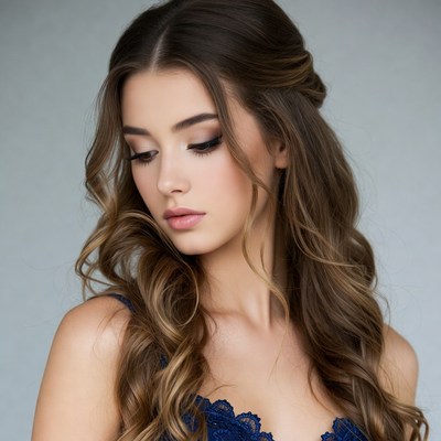 Woman with wavy brown hair