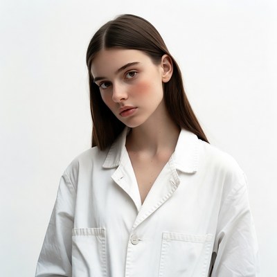 Woman in white shirt close-up
