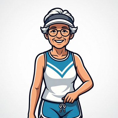 Elderly Asian woman in athletic wear