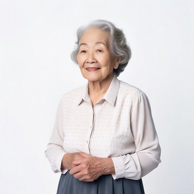 Elderly Asian woman smiling