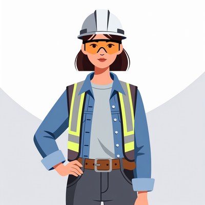 Female engineer in hard hat and vest