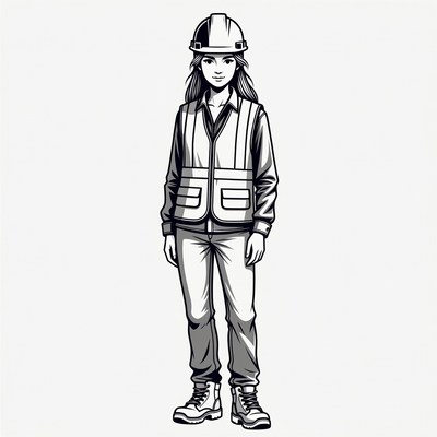 Female construction worker in hard hat