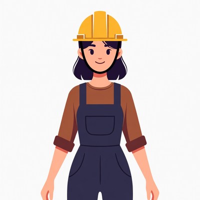 Female construction worker in overalls