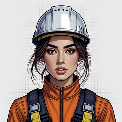 Woman wearing hard hat and safety vest