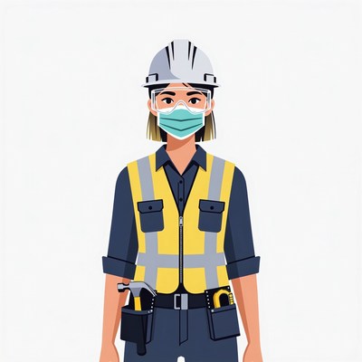 Female construction worker with hammer