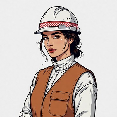 Woman wearing construction hard hat