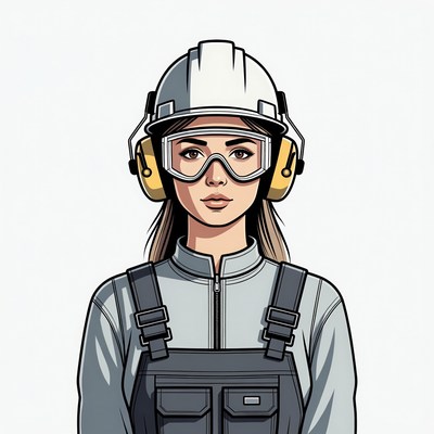 Female construction worker in safety gear