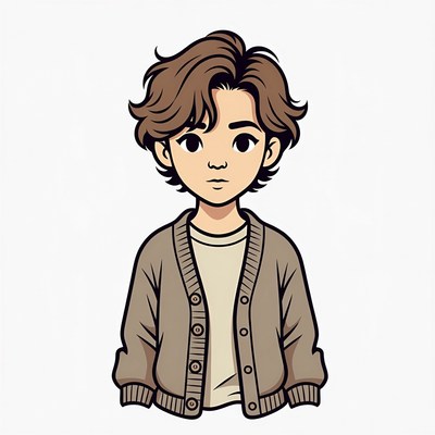 Anime boy in cardigan sweater