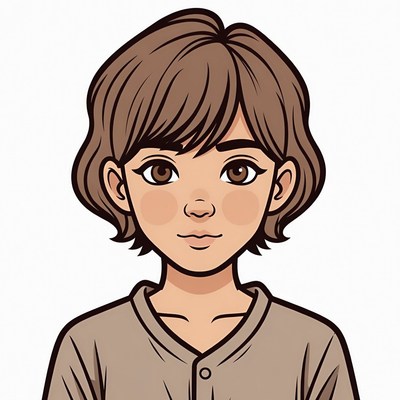 Cartoon girl with brown hair