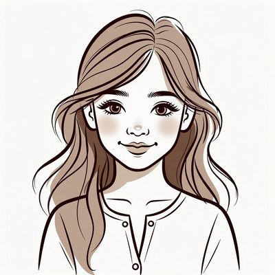 Smiling girl with wavy brown hair