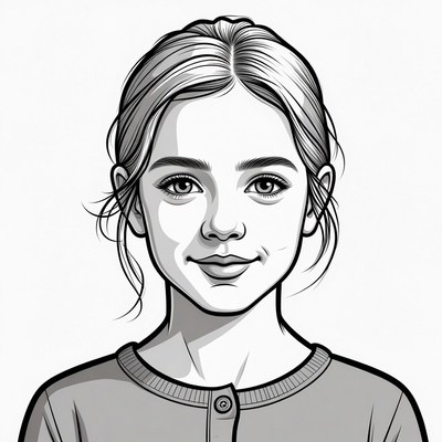 Young girl smiling portrait illustration