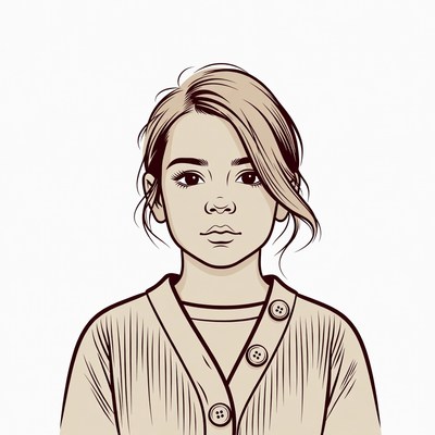 Girl in Cardigan Illustration