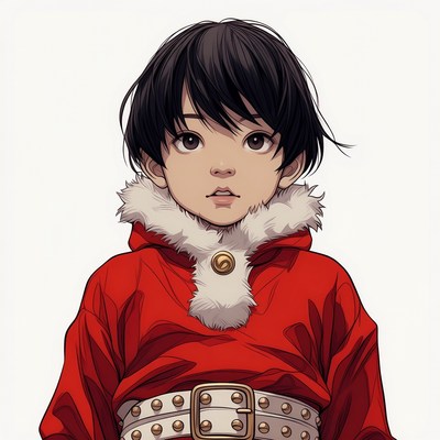 Anime boy in red Santa hoodie