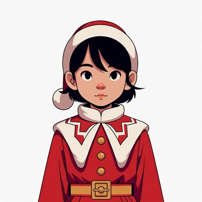 Asian girl in Santa hat