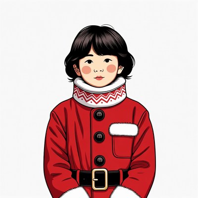 Asian girl in Santa Claus costume
