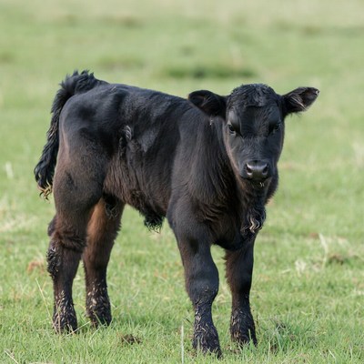Black Calf Standing in Grass